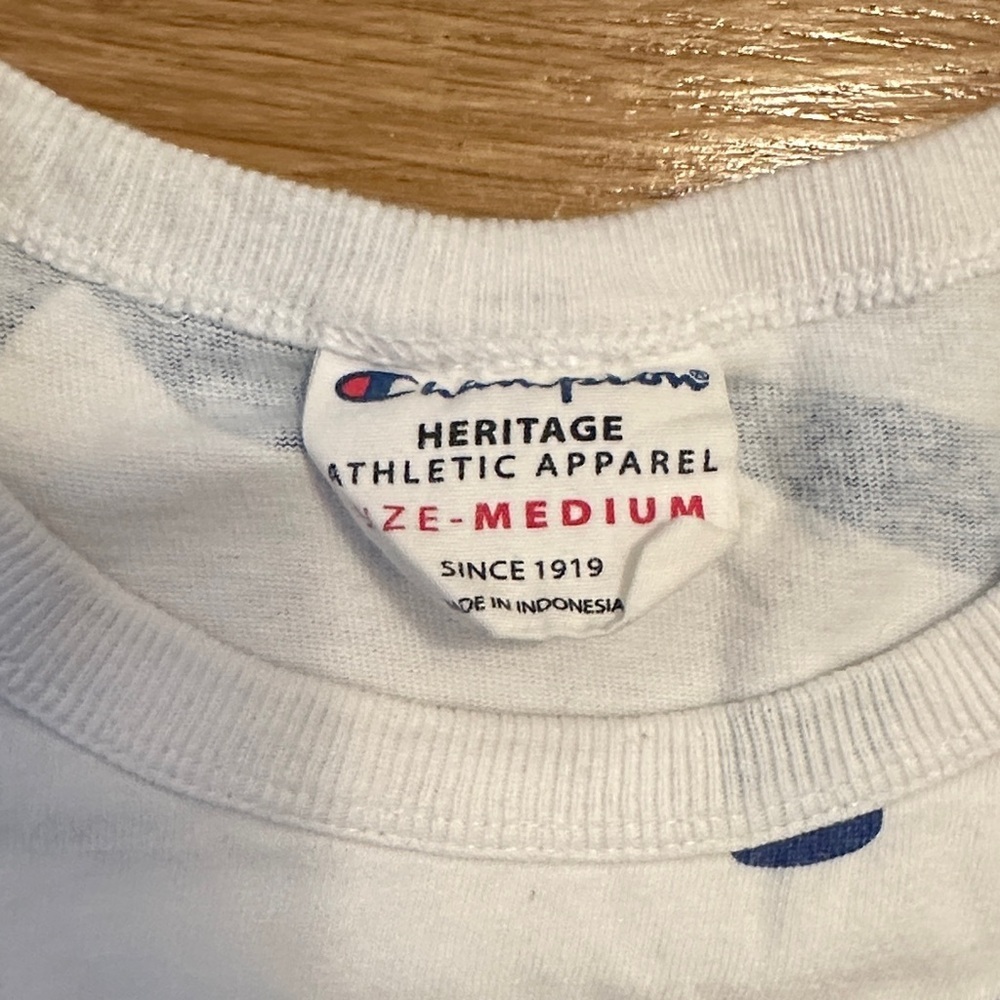 Champion Heritage White Tee with Blue Accents - Medium - Picture 2 of 4